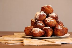 In the evening I fried doughnut balls with friends